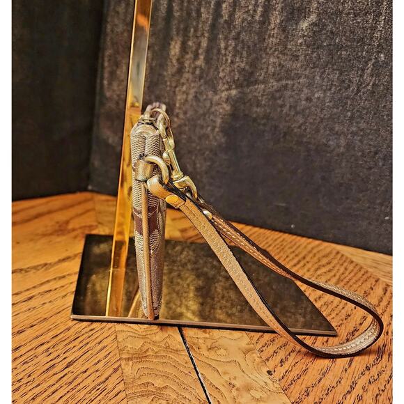 Coach Brown Signature Wristlet Coin Purse - Picture 5 of 9